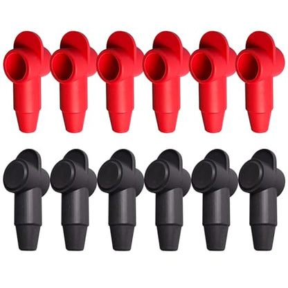Ampper Silicone 1/4", 5/16" Stud Terminal Cover Fit 6-1 Gauge, R&B 12 Pc - color: Red & Black, size: 1/4" & 5/16" Stud M
