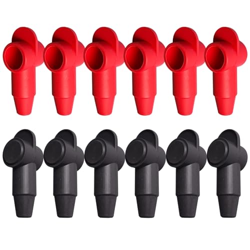 Ampper Silicone 1/4", 5/16" Stud Terminal Cover Fit 6-1 Gauge, R&B 12 Pc - color: Red & Black, size: 1/4" & 5/16" Stud M