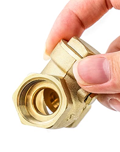 QWORK Check Valve, 2 Pack DN15 1/2" Female Thread Brass No-Return Swing Check Valve, 232 Psi One-Way Check Valve Prevent Fuel/Water Backflow