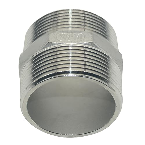 1/8" ~3" NPT Male Threaded Hex Nipple,Stainless Steel 304 Quick Coupler Pipe Fitting (2.5") - size: 2.5 Inch