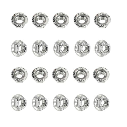 M4-0.7 Stainless Steel Flange Nuts M4x0.7 Serrated Hex Flange Nuts Coarse Thread (20 pcs)