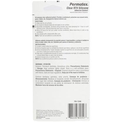 Permatex 80050 Clear RTV Silicone Adhesive Sealant, 3 oz (Pack of 2) - size: Pack of 2