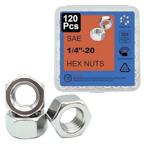 120Pcs 1/4-20 Hex Nuts, 304 Stainless 1/4 Nut, Coarse Thread 1/4 Nuts - size: SAE 1/4-20---120Pcs