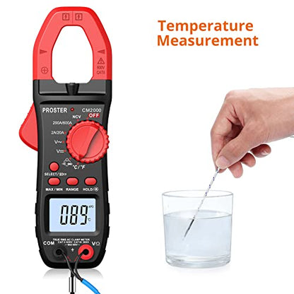Proster Clamp Meter 2000 Counts TRMS, AC Current Clamp Multimeter - color: Red, size: 2000Counts
