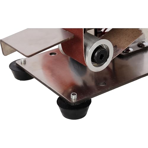 Mini Electric Belt-Sander Knife-Sharpener Sanding Machine 96W, Small Bench Grinder Kit 7 Speed Adjustable Power Polisher DIY Polishing Grinding Tool, Handcraft Jewelry