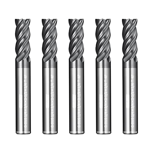 Tools G-SUS Series Carbide Square End Mill, MAH Coating, End Mill for Stainless Steel,Titanium, Inconel, Nickel Alloys, Difficult to Cut Materials, 4 Flute,1/4" Shank，Inch Size (.25(1/4)", 5pcs) - size: 1/4-2.5" (5PCS)