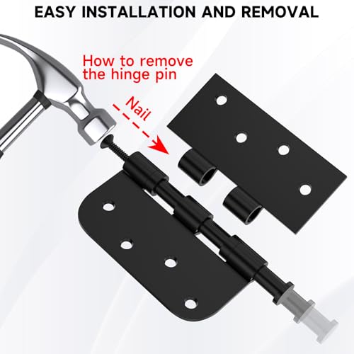 Stainless Steel Ball Bearing Door Hinges, 4x4 Inch Matte Black, Pack of 3 - color: Matte Black - 06, size: 4 inch - 3 pack