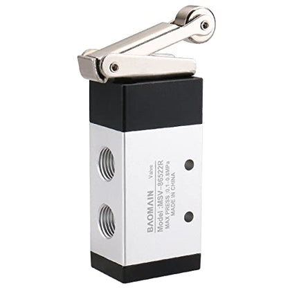 Baomain Roller Type Solenoid Air Mechanical Valve MSV-86522R 2 Position 5 Way 1/4" PT - size: Roller Lever (3-Way)