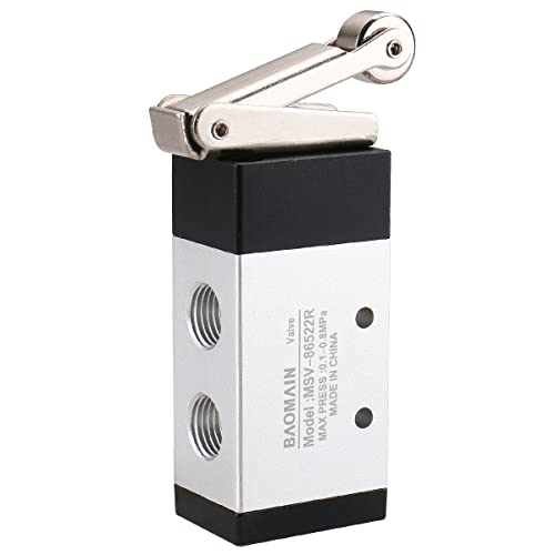 Baomain Roller Type Solenoid Air Mechanical Valve MSV-86522R 2 Position 5 Way 1/4" PT - size: Roller Lever (3-Way)