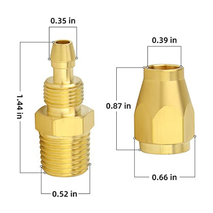 ChillWaves Brass Air Reusable Replacement Fitting,Hose-End Repair Fitting 1/4" ID Polyurethane Hose（1/4" Barb）x 1/4" NPT Rigid(5-PACK) - size: 1/4" Barb x 1/4" MNPT (1/4" ID 3/8" OD)