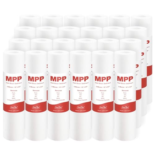 SimPure 5 Micron 10" x 2.5" Whole House Sediment Water Filter Cartridge - size: 24 Count, style: Polypropylene