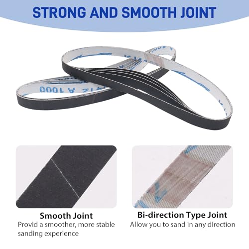 1/2"x18" Sanding Belts Silicon Carbide 5Each of 400 600 800 1000 Grit 20Pcs - color: Assorted Grit(400-1000)