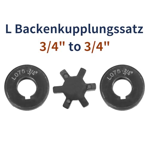 uxcell 3/4" to 3/4" L075 Flexible 3-Piece L-Jaw Coupling Coupler Set & Buna-N NBR Rubber Spider for Log Splitter Hybrid Equipment - size: 3/4" to 3/4"