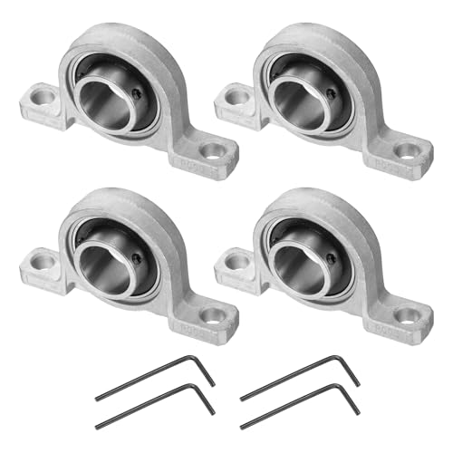 uxcell 4pcs KP005 Pillow Block Bearings 25mm Bore Bearing Units Zinc Alloy Flange Mounted Bearing Housing, P6(ABEC3) - size: KP005
