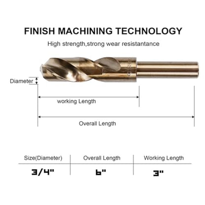 Narwhal 3/4 in Cobalt Drill Bits - 3 Pack - M35 Cobalt, 135 Split Point - Ideal for Metal, Stainless Steel, Cast Iron & More - size: 3/4 in