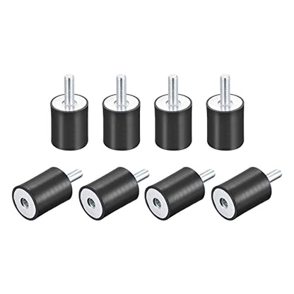 uxcell Rubber Mounts 8pcs M8 Male/Female Vibration Isolator Shock Absorber, for Garage Motor Air Compressor Car Boat Bobbins, D30mmxH40mm - size: M8x30mmx40mm