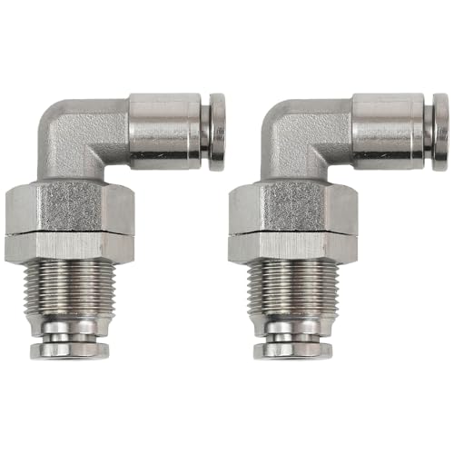 2Pcs Bulkhead Elbow 1/4" Tube OD x 1/4" NPT Push to Connect Fittings - size: 1/4" x 1/4"