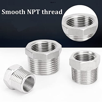 2 Pcs 1" Male NPT to 1/2" Female NPT Reducer Hex Bushing - size: 1" - 1/2"