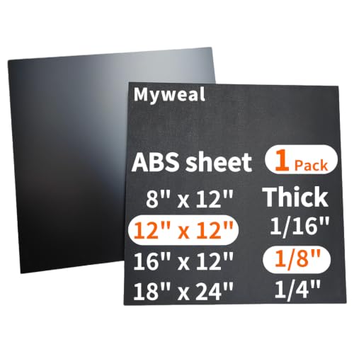 Black ABS Plastic Sheet 1/8 Inch Thick 12" x 12" (1-Pack) Textured & Smooth - size: 12" x 12", 1/8" Thick