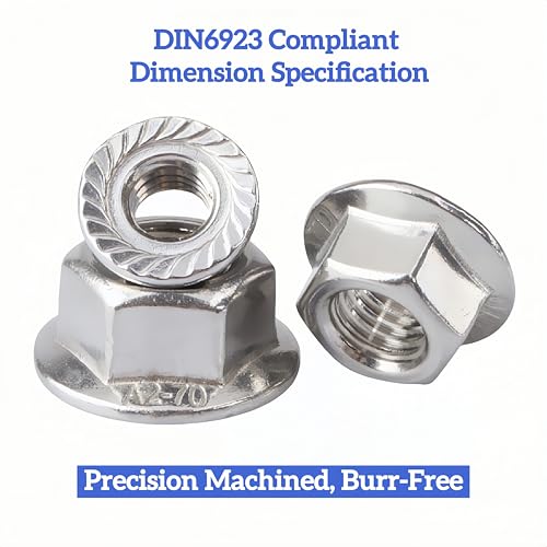 220pcs M3*0.5 Serrated Flange Nuts, 18-8(304) Stainless Steel DIN6923 Compliant, Hex Serrated Flange Lock Nuts Anti-Slip for US Industrial Automotive Construction Mechanical - size: M3 220pcs, style: Metric