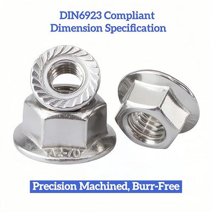 33pcs M10*1.5 Serrated Flange Nuts, 18-8(304) Stainless Steel DIN6923 Compliant, Hex Serrated Flange Lock Nuts Anti-Slip for US Industrial Automotive Construction Mechanical - size: M10 33pcs, style: Metric