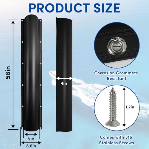 Dock Bumper,Semicircle Dock Bumper Guard with Stainless Steel Screws,Boat Dock Bumper,Dock Bumpers Marine for Docking Edges, Piling, Vertical Poles, Horizontal Decks or Piers(2Size,4Color) - color: Black, size: 58Inch-1Pack