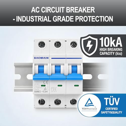 BAOMAIN 2P 20A C-Type MCB,TUV Certified 400VAC 10Kv for AC Home Circuits
