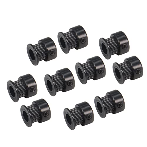 10pcs/Set GT2 Pulleys Wheel 20 Teeth 8mm Bore Black Aluminum Timing Belt Idler Pulleys for 3D Printer 6mm Width Timing Belt (20T-8mm Bore-Black) - size: 20T-8mm Bore-Black