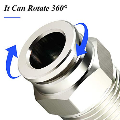 TAILONZ 304 Stainless Steel 5/16" x 3/8" NPT Push to Connect Straight 5Pcs - size: 5/16''OD 3/8''NPT