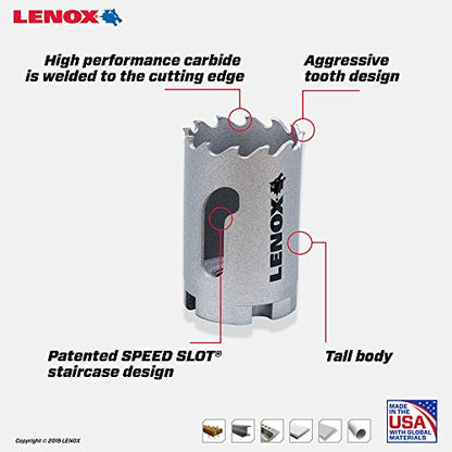 LENOX Tools Carbide Hole Saw, 1 1/4-Inch (32 mm) (LXAH3114) - style: 1 1/4-Inch (32 mm)