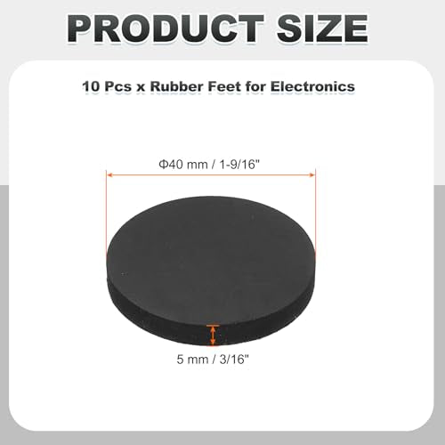 PATIKIL Non Slip Furniture Pads 1-9/16" (40mm x 5mm), 10 Pcs Adhesive Backed Round Rubber Feet Anti-Scratch Rubber Furniture Grippers for Hardwood Floor Electronics Bed Drawers DIY - size: 40mm x 5mm