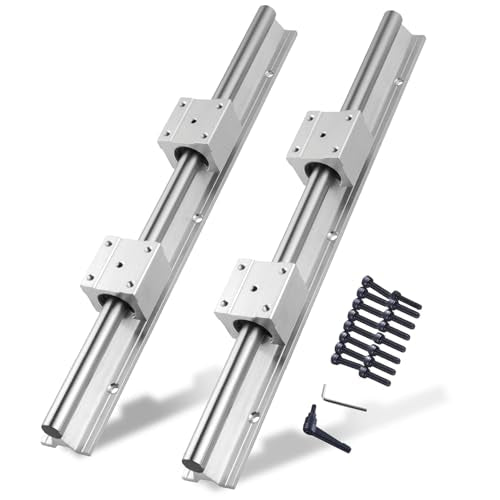 ANWOK Linear Rail 2X SBR25-600mm Linear Guideway Rail + 4 SBR25UU Bearing Blocks for 25mm Fully suppoeted Shaft Rod for CNC - size: 600mm, style: SBR25