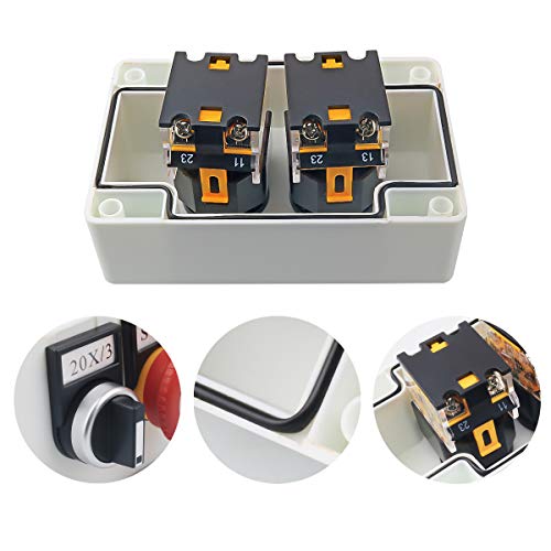 Red Mushroom Emergency Stop 1NC 1NO Latching Push Button Switch, 3 Positions 2NO Latching Rotary Select Selector Switch Station Box