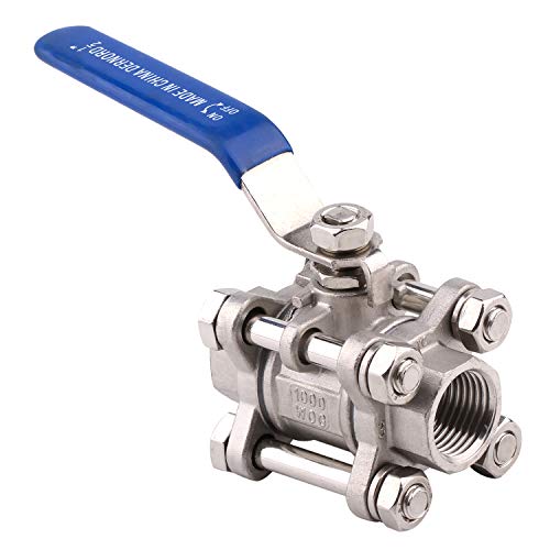 DERNORD Ball Valve 1/2 Inch NPT Threaded - Stainless Steel 304 Female 3 Piece Full Port - size: 1/2" NPT Female