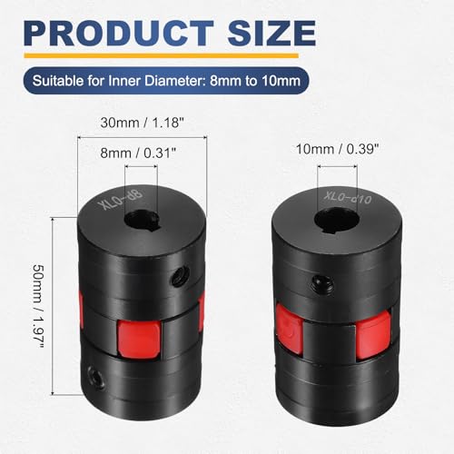 MECCANIXITY XL0 Type Flexible Elastic Shaft Coupling 8mm to 10mm Bore - size: 8mm to 10mm Bore 30 Diameter