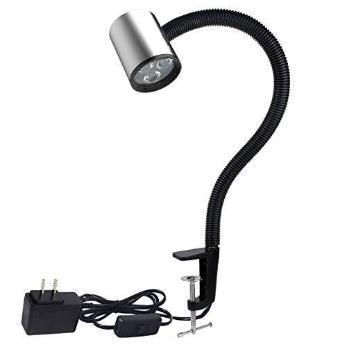 Led C Clamp Work Light IP65 Water Proof Flexible Gooseneck lamp 900 Lumens 120 Volt for Machine Lathe Milling Drill Press Industrial Lighting - size: Install with C-Clamp