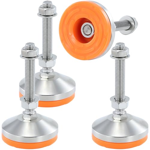 Heavy Duty 3000 lb Capacity Stainless Steel Adjustable Leveling Feet for Shelving,Machinery Devices, Workbench,Furniture,M14 Thread, 3.11inches Dia Base, Anti-Slip Nylon Pad - color: Orange, size: B3.11in x M14 x H3.94in