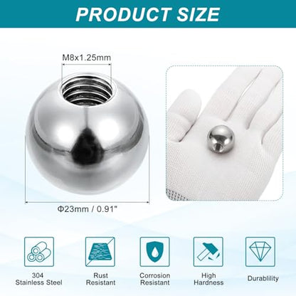 PATIKIL M8 x 23mm Ball Nuts Knob, 304 Stainless Steel Round Solid Silver Light Fixture Decorative Screw Cap Cover Machinery Hardware - size: M8x23mm