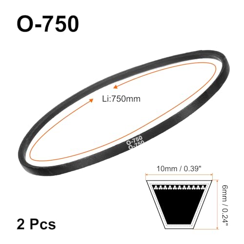 uxcell 2Pcs O-750 O Type V-Belt 750mm/29.5" Inner Length x 0.39" Width x 0.24" Height, O-Type Closed-Loop Rubber Transmission Belt - size: O-750
