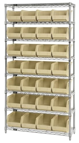 Quantum Storage QUS236 Ultra Stack and Hang Bins - 7-3/8" x 11" x 3" - 8 Pack - color: Ivory