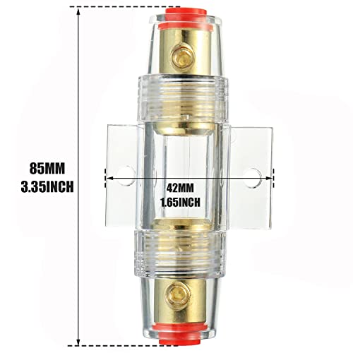 BOJACK 4-8 Gauge AWG in-line 60A AGU Fuse Holder with 60 Amp AGU Fuses for Car Audio, Alarm, Amplifier, Compressors, Waterproof Inline Fuse Holders (60A) - size: 60A
