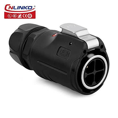 CNLINKO LP-24 4 Pin Waterproof Connector 25A 500V AC Quick Plug Circular Connector PBT Plastic Shell Fast Release Aviation Connector M24 Flange Socket (4 Pin) - size: 4 Pin, style: M24 Pin Connectors