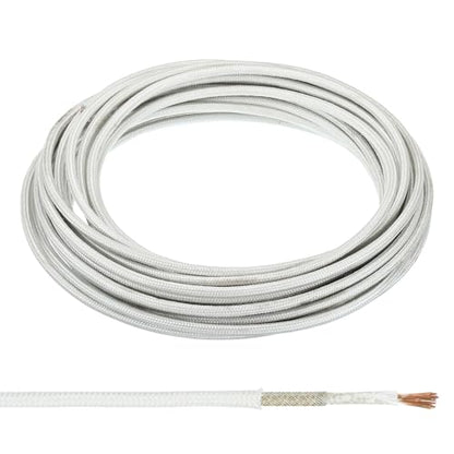 PATIKIL 16.4Ft 14AWG High Temperature Wire, -60-350 Degrees Celsius Mica Glass Fiber Electronic Wire Insulated Heat Resistant Electronical Flexible Cable for Lamp Boiler Heater, White - size: 14AWG