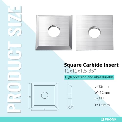 12mm Square Straight Carbide Cutters, for Woodturning Replacement Cutter Knives, Fits Spiral, Helical Planer Cutter, Wood Lathe Turning Tool, 10-Piece (12x12x1.5-35°) - size: 12x12x1.5-35°