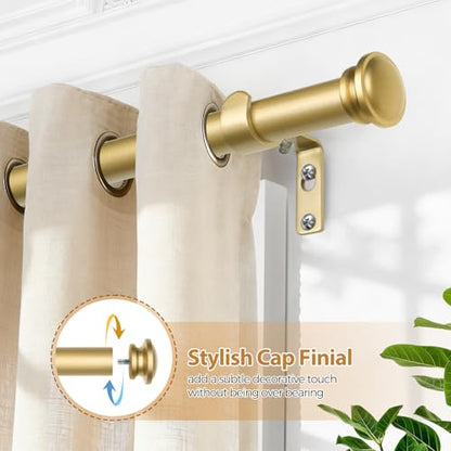 TONIAL Curtain Rods for Windows, 32 to 58 Inch, Gold, Single Drapery Rod - color: Gold, size: 32-58"