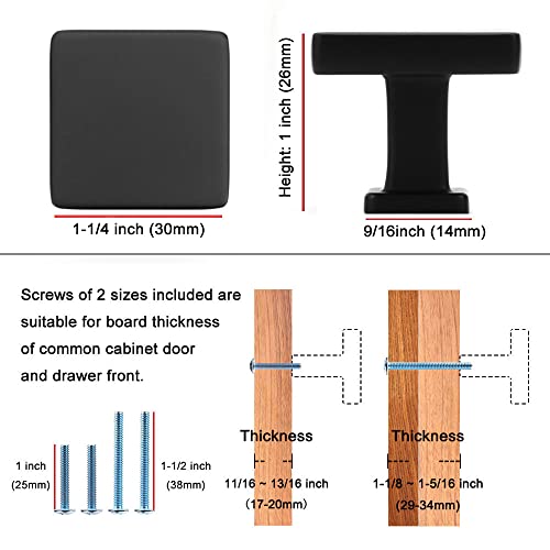 KOOFIZO 20 Pack Matte Black Cabinet Knobs, Square Single Hole Pulls K08 - color: Black, size: Knob 1 - 20Pcs, style: Modern