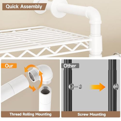 ComfyCorner Wall Mounted Garment Rack, Industrial Pipe Clothing Rack White - color: White