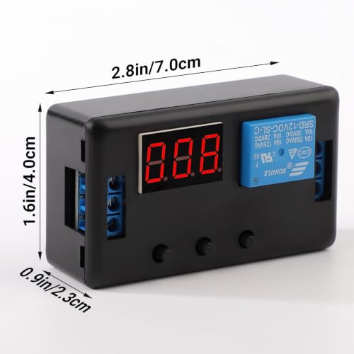 DROK 12V Timer Relay, LED Display 4-Mode On-Off Automotive Time Delay Relay, Electric Delay Timer Switch 0.1s to 999min - size: 1pcs