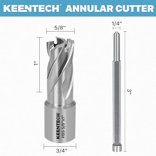 KEENTECH M2AL HSS Annular Cutter,5/8 Inch Diameter x 1 Inch Depth, - size: 5/8" dia, style: 1" depth