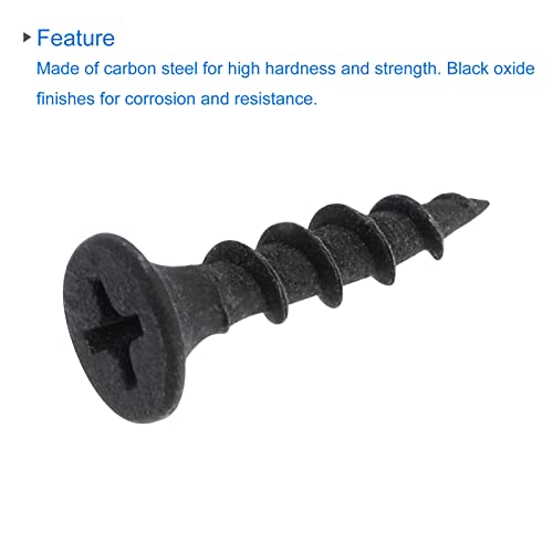 uxcell #8 x 25/32-Inch Wood Screws Phillips Flat Head Carbon Steel Self Tapping Screws Black 50pcs - size: #8 x 25/32-Inch